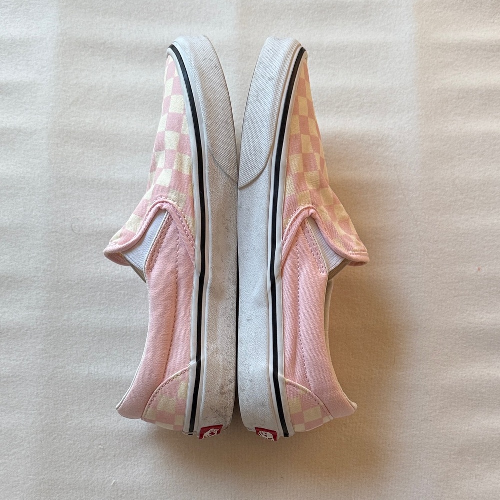 Vans Women’s Pink and White Checkered Slip-On Sneakers - Picture 5 of 8